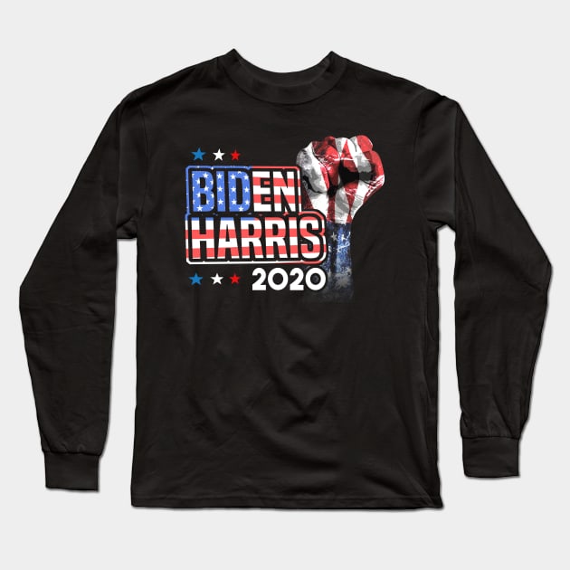 Biden Harris 2020 American Flag Fist Long Sleeve T-Shirt by dnlribeiro88